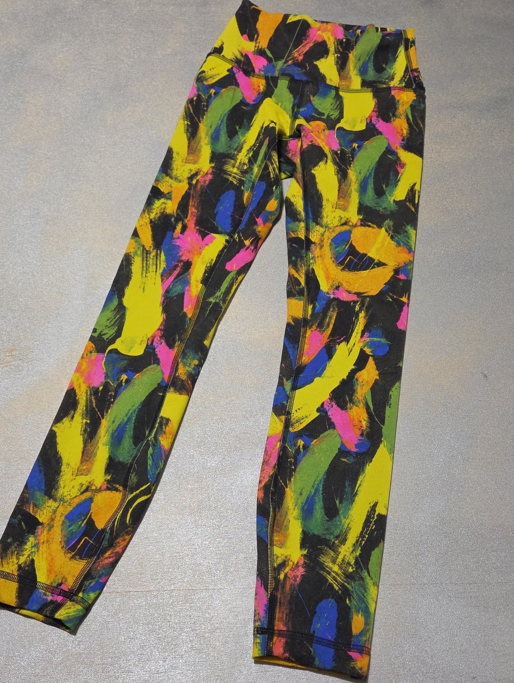 lululemon athletica Black Neon Brushstroke Print Leggings